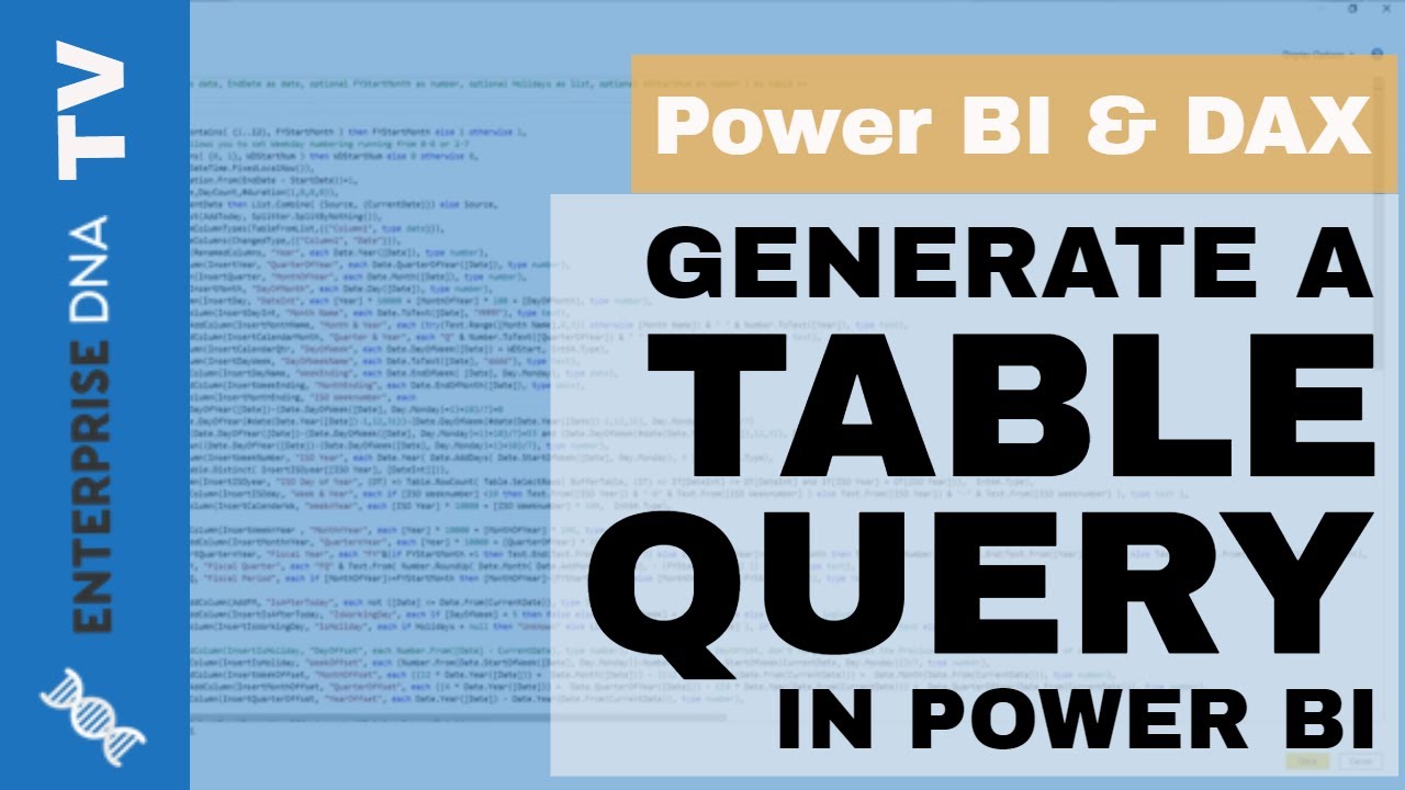 Convert The Date Table Function Into A Table Query in Power BI