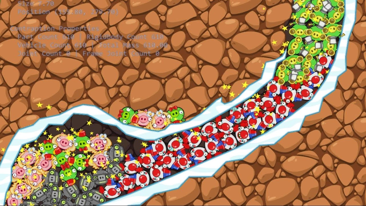 Bad Piggies - 500 PIGGIES FALLING DOWN THROUGH SMALL HOLE!