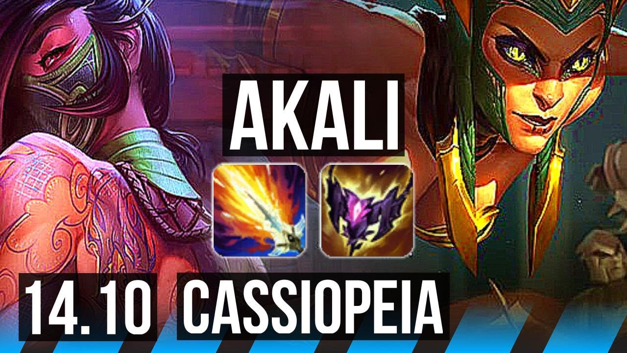AKALI vs CASSIOPEIA (MID) | 10/1/4, 1000+ games, Godlike | KR Master | 14.10
