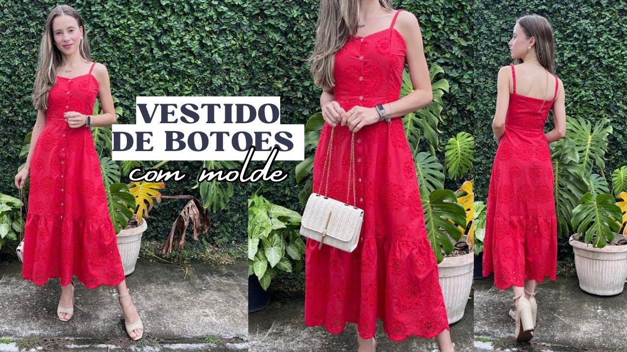 Vestido de alça com botões | Passo a passo com molde para iniciantes | Stella Alves ✨