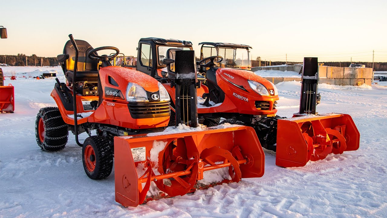 Kubota T2290 против GR2120! Версия со снегоочистителем!
