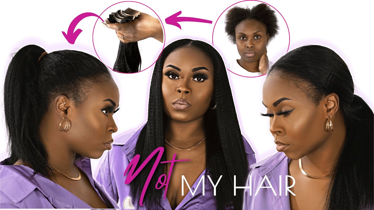 How To: install Easy NATURAL tape-in extension on short hair 💜 | INSTANT Length & Volume | Y WIGS