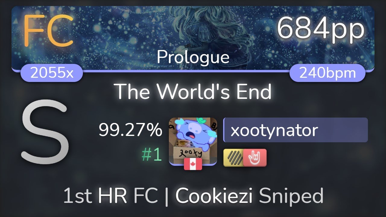 xootynator | Yui Horie - The World's End [Prologue] +HDHR 99.27% {#1 684pp FC} - osu!