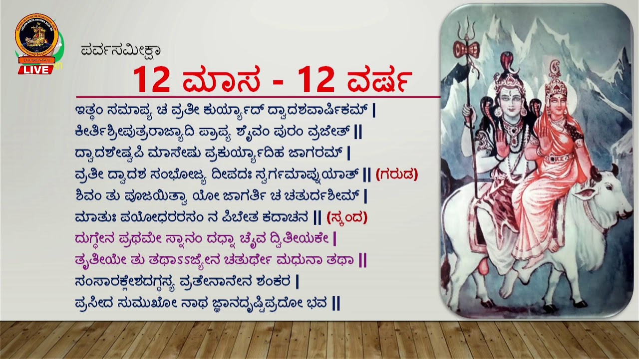 ಮಹಾಮಹೋಪಾಧ್ಯಾಯ ಡಾl ಶತಾವಧಾನಿ ಉಡುಪಿ ರಾಮನಾಥ ಆಚಾರ್ಯ ಇವರಿಂದ ಪ್ರವಚನ :ಪರ್ವಸಮೀಕ್ಷಾ  ವಿಷಯ: ಮಹಾ ಶಿವರಾತ್ರಿ