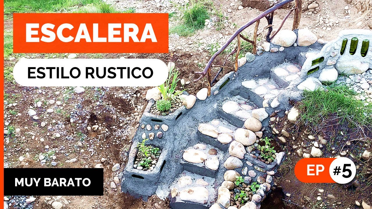 ESCALERA de PIEDRAS, BOTELLAS y TRONCOS! ⚒️​⛰️​ (muy económico)  Tutorial paso a paso | ep 5