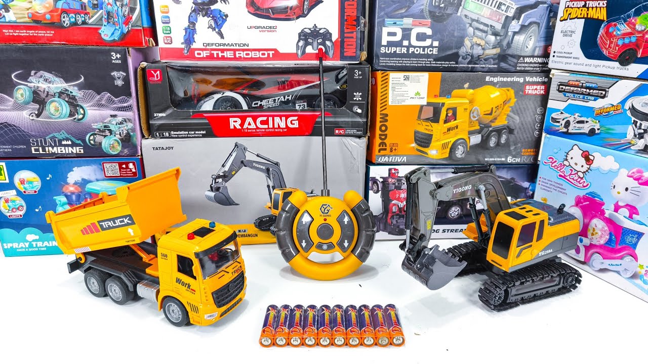 Unboxing Rc Beko Excavator, Rc Racing Speed Car,  Police Car, Rc Truck Engineering