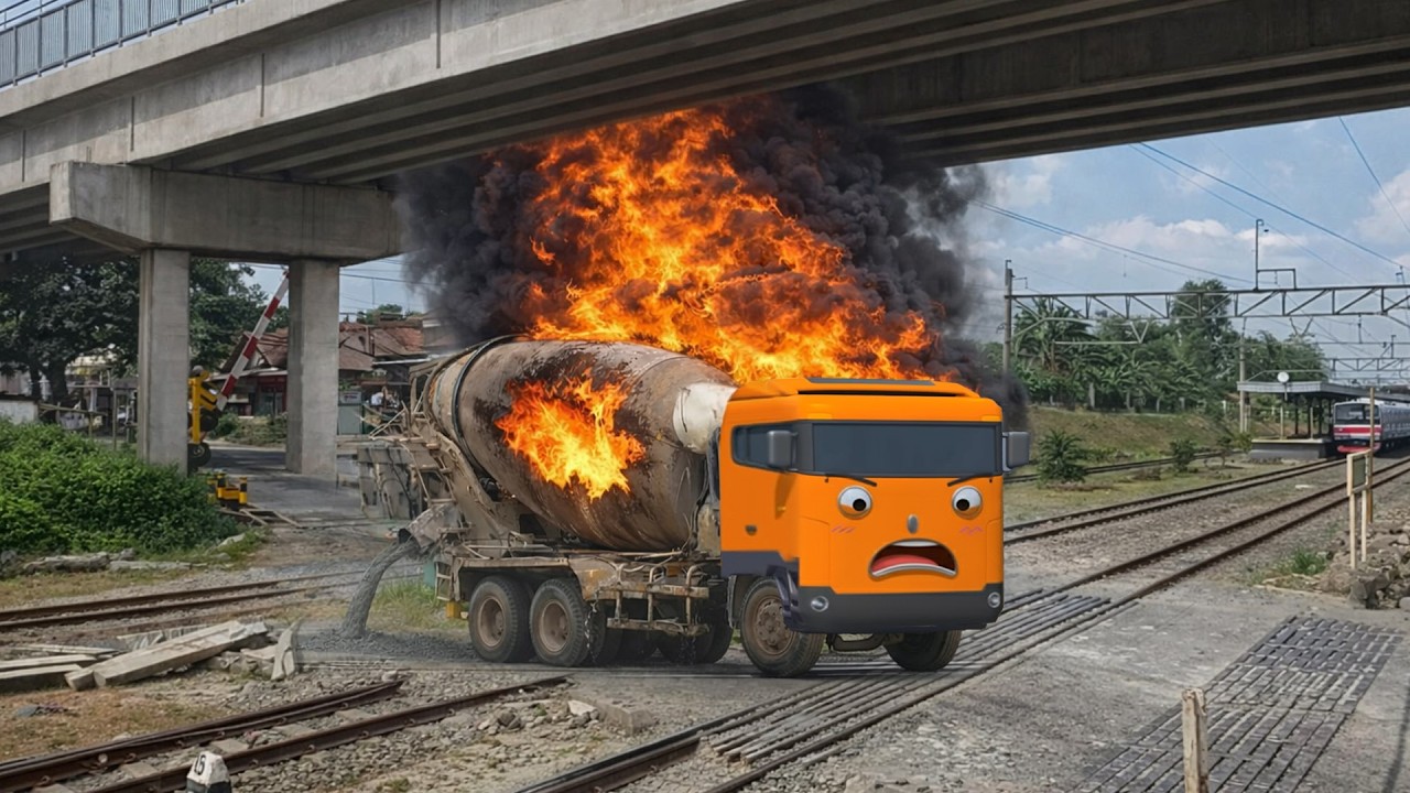 Di Markas Truk Kontainer Besar, Truk Molen, Truk Trailer, Bus Kecil Mirip Chris, Max Dan Teman Tayo