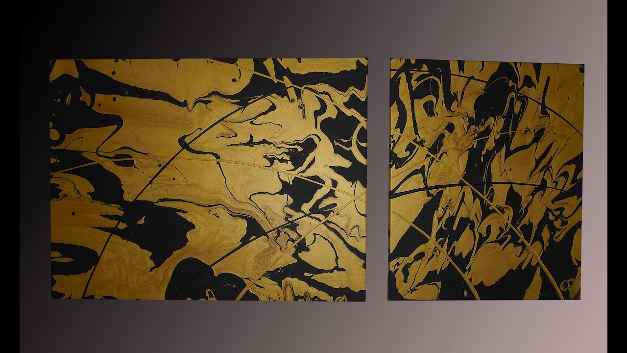 Pouring a fluid painting with gold and black - Abu Dhabi - Gecko Bilder [HD]
