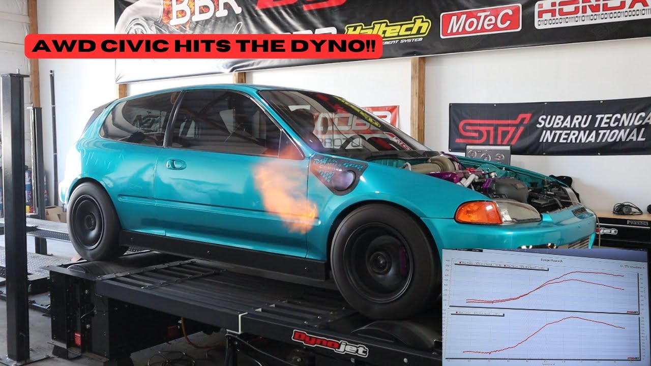 AWD TURBO CIVIC DYNO DAY!! 1994 Honda Civic All Wheel Drive K24 Build Hits The Dyno!