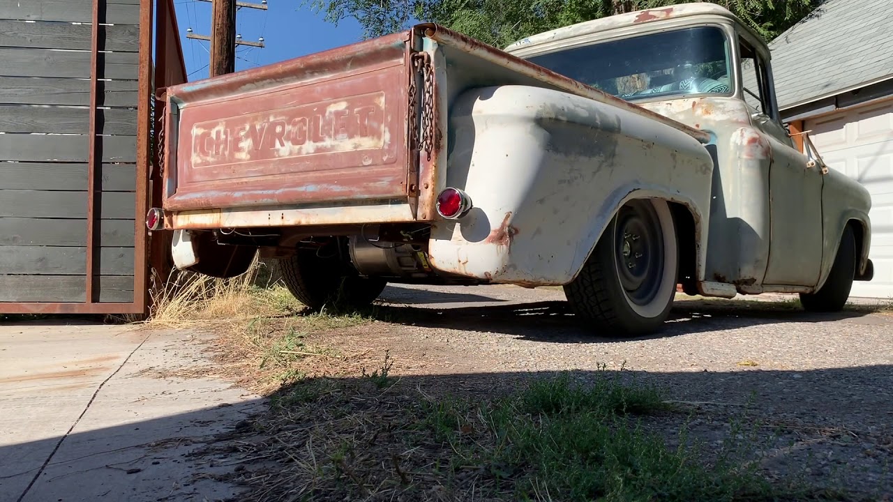 Taking the 1958 Tesla powered Chevy Apache around the block.