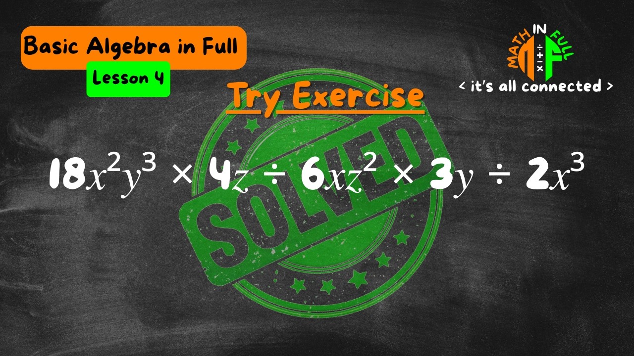 SOLUTION: Multiplication & Division in Algebra Try Exercise | Basic Algebra in Full (Lesson 4)