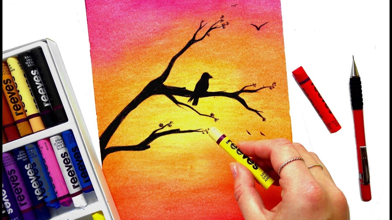 Oil pastel REVENGE! Summer sunset | Leontine van vliet