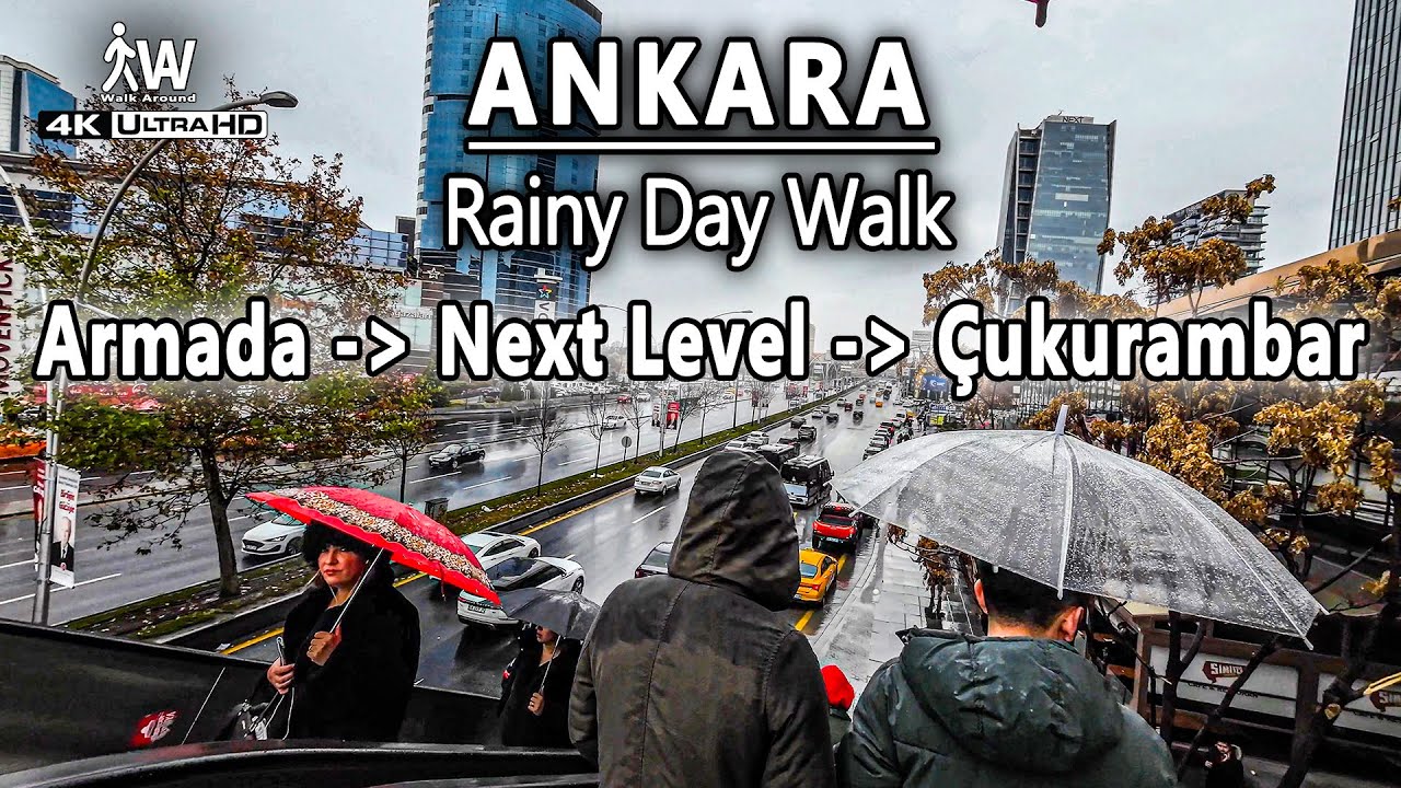 Walking on a Rainy Day | Ankara Çukurambar Yağmurda 4K Yürüyüş