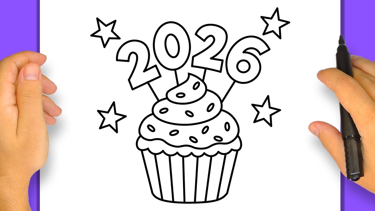 Cómo Dibujar 2026 | Feliz Año Nuevo | Paso a Paso Simple y Fácil