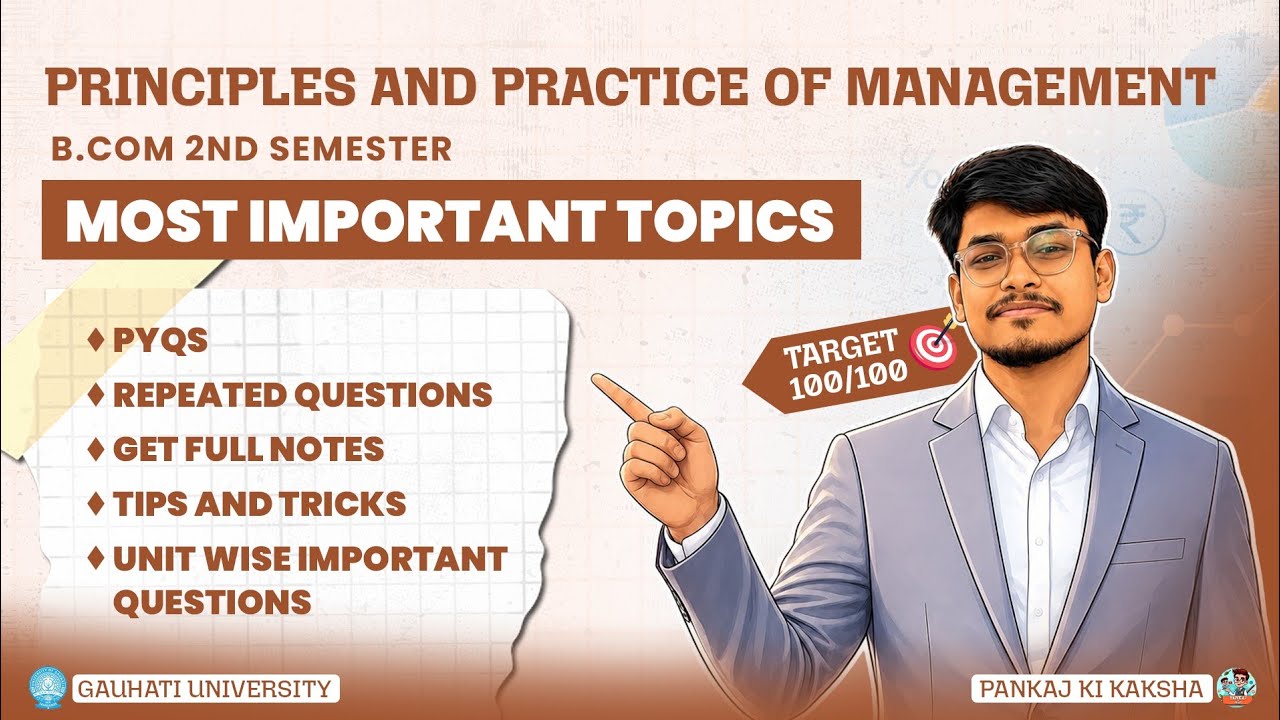 PRINCIPLES & PRACTICE OF MANAGEMENT|Most Expected Questions💯| Gauhati University|B.Com 2nd Sem|FYUGP