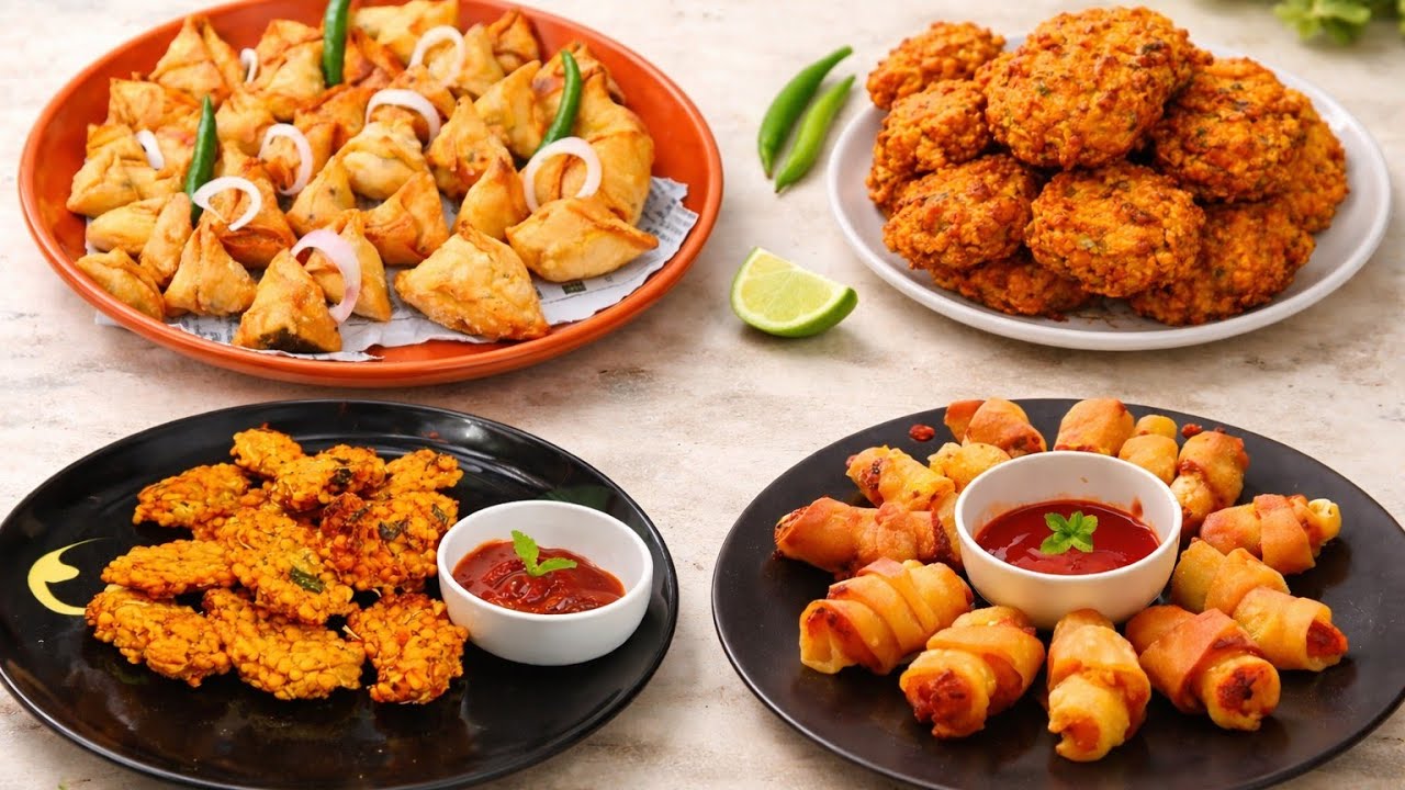 ইফতার স্পেশাল ১ ভিডিওতে ৪ রেসিপি 😍 Singara | Dal Piyaju | Aloo Roll | Cabbage Pakora