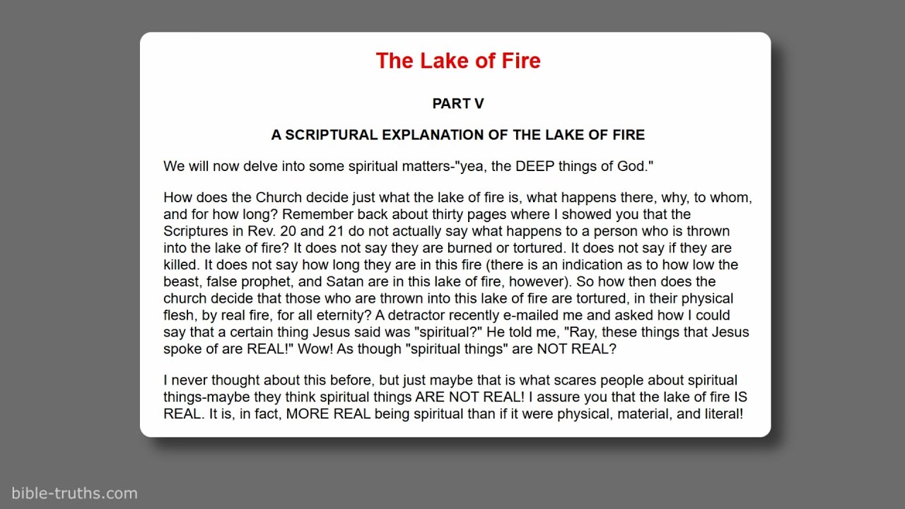 A Scriptural Explanation of the Lake of Fire - L Ray Smith