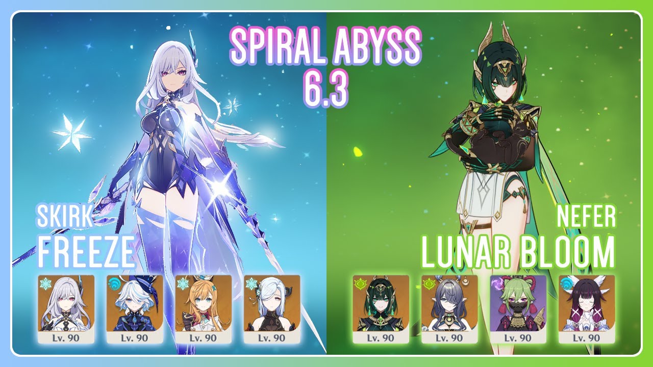 C0 Skirk Freeze & C0 Nefer Columbina Lunar Bloom | NEW Spiral Abyss 6.3 | Genshin Impact