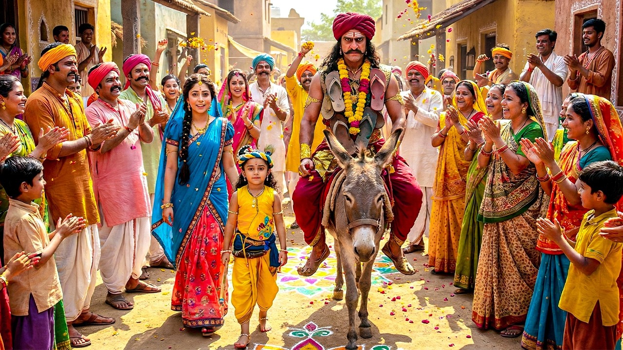 मैया यशोदा और बाल कान्हा ने कंस को पूरी प्रजा के सामने गधे पर घुमाया | यशोमती मईया के नंदलाला