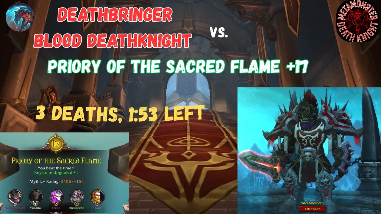 DeathBringer Blood DeathKnight vs Priory of the Sacred Flame +17 | Pre-patch |  PUG
