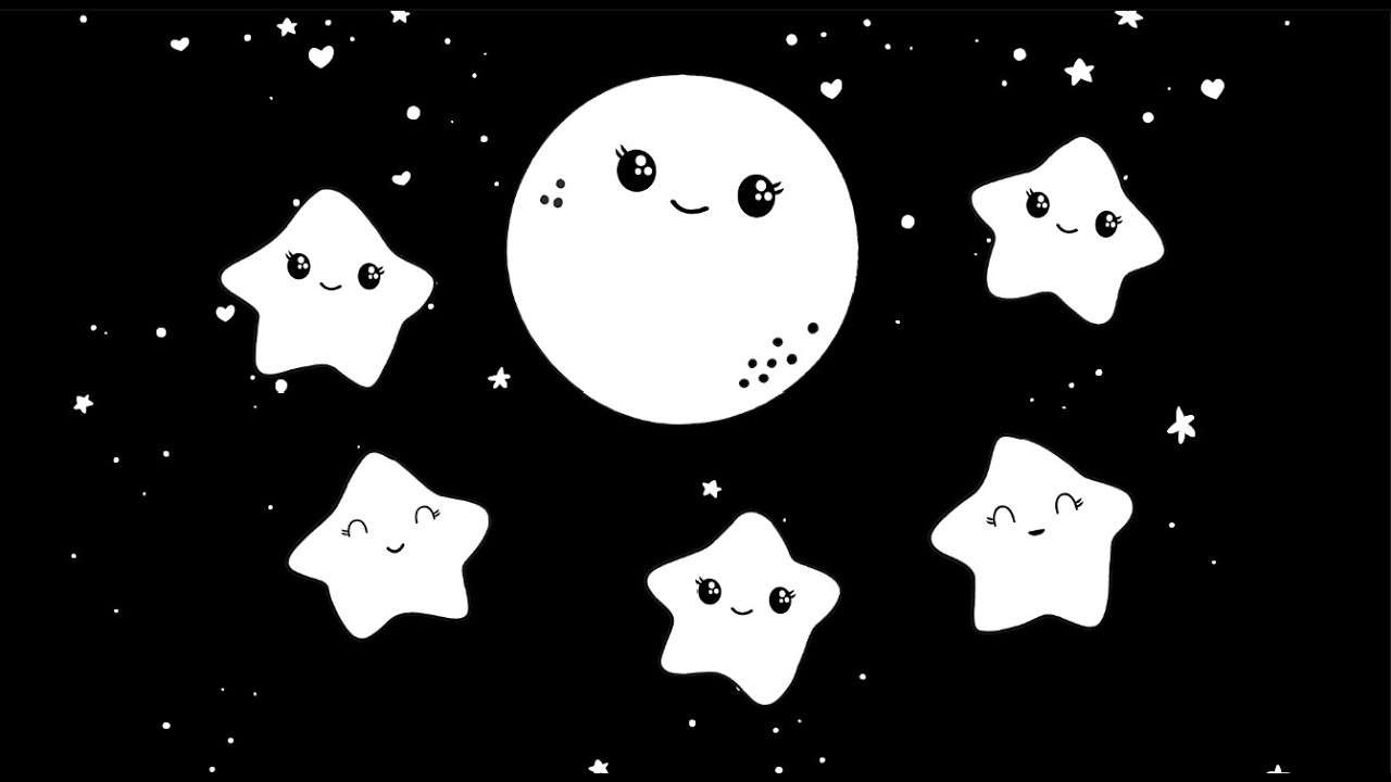 Baby Sleep Music | Black White Sensory Calming video Mozart Brahms Moon Stars Bear