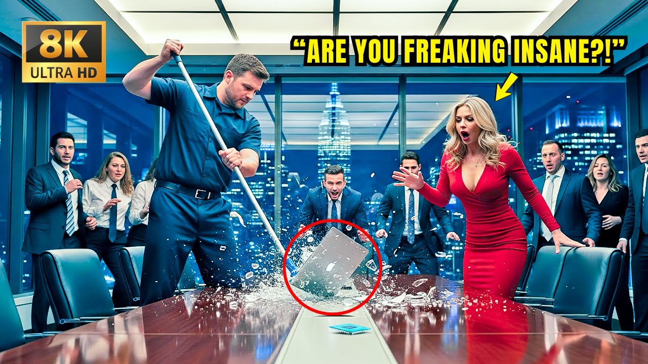 Single Dad Janitor Smashed the CEO’s Laptop — Then the Secret Inside Shocked the Entire Boardroom