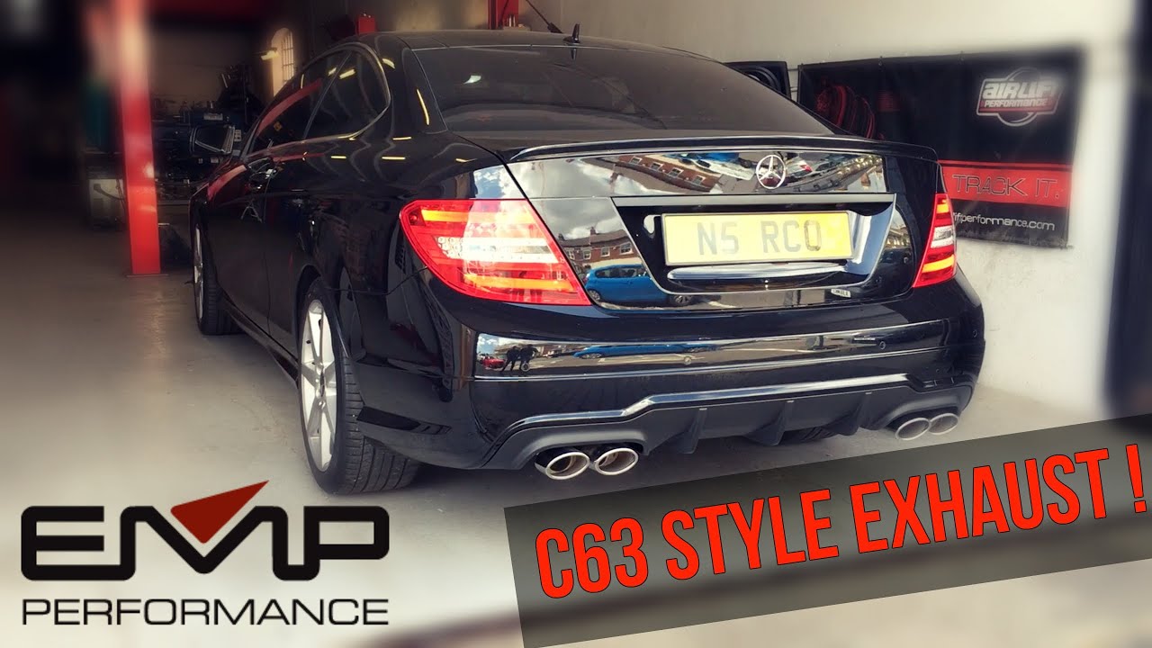 MERCEDES C180 AMG STYLE QUAD EXHAUST- LOUD REVS!