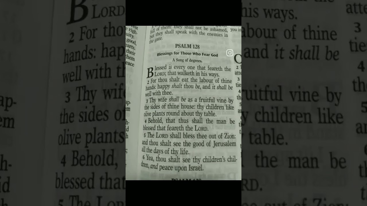BLESSING FOR THOSE WHO FEAR GOD PSALMS 128 1-6 