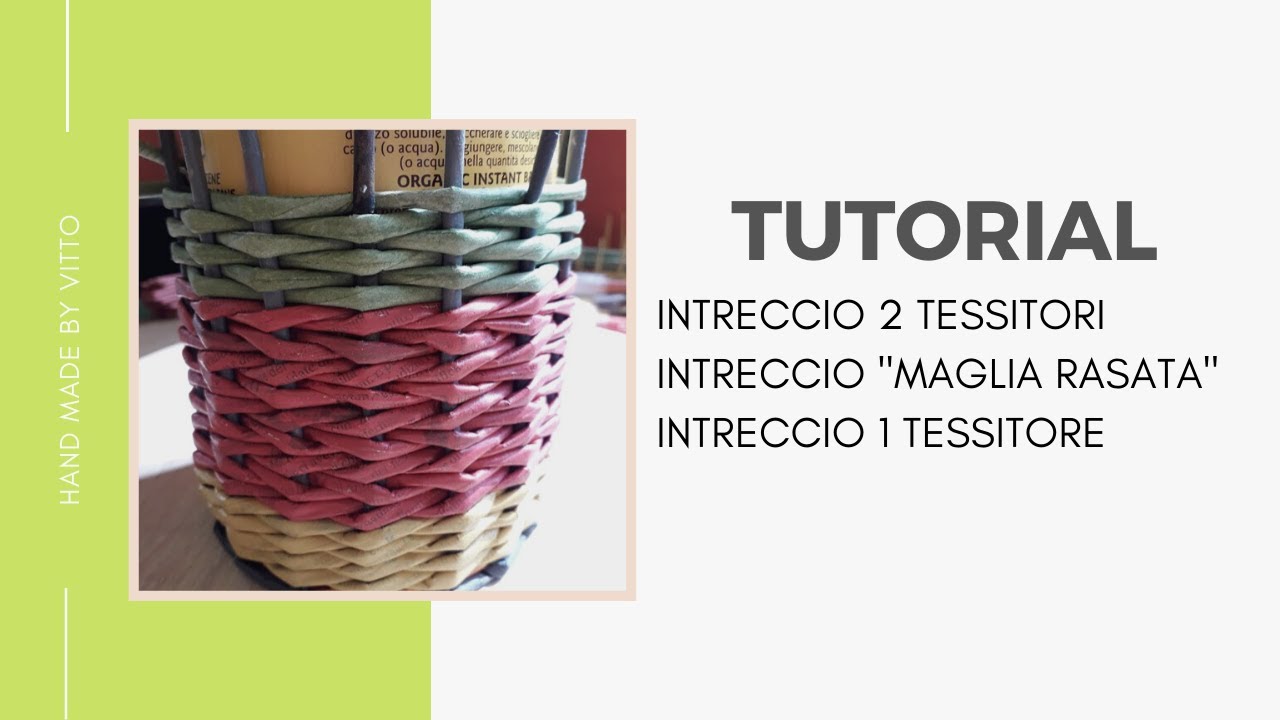 TUTORIAL CANNUCCE DI CARTA: INTRECCIO 2 TESSITORI - INTRECCIO  MAGLIA RASATA - INTRECCIO 1 TESSITORE