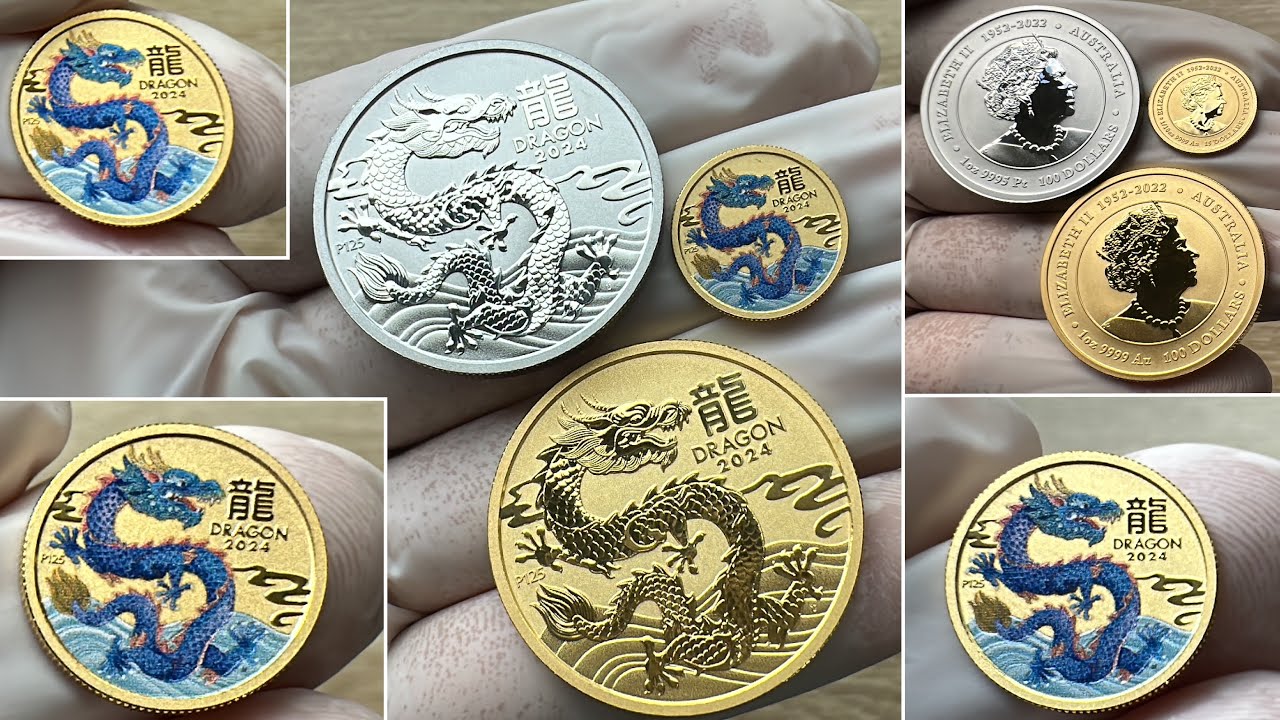 Unveilling the 2024 Australia 1/10 oz Colorized Gold Lunar Blue Dragon BU