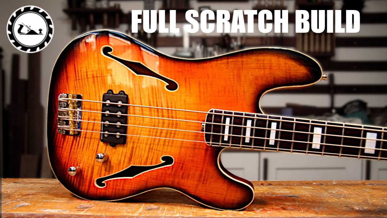 Full Build: Thinline bass guitar with stunning flame maple top.
