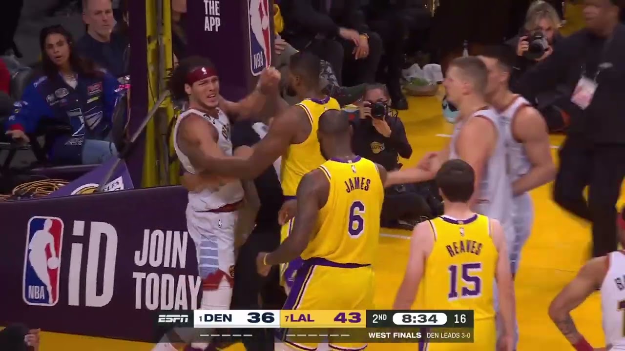 LeBron James and Aaron Gordon in an Intense On-Court Scuffle #NBAHighlightReels