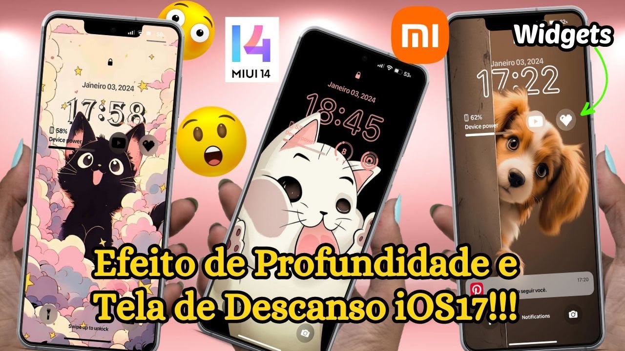 Saiu!! Tela de Bloqueio com Efeito de PROFUNDIDADE iOS 17 no seu XIAOMI | Android 13 | MiUI 14