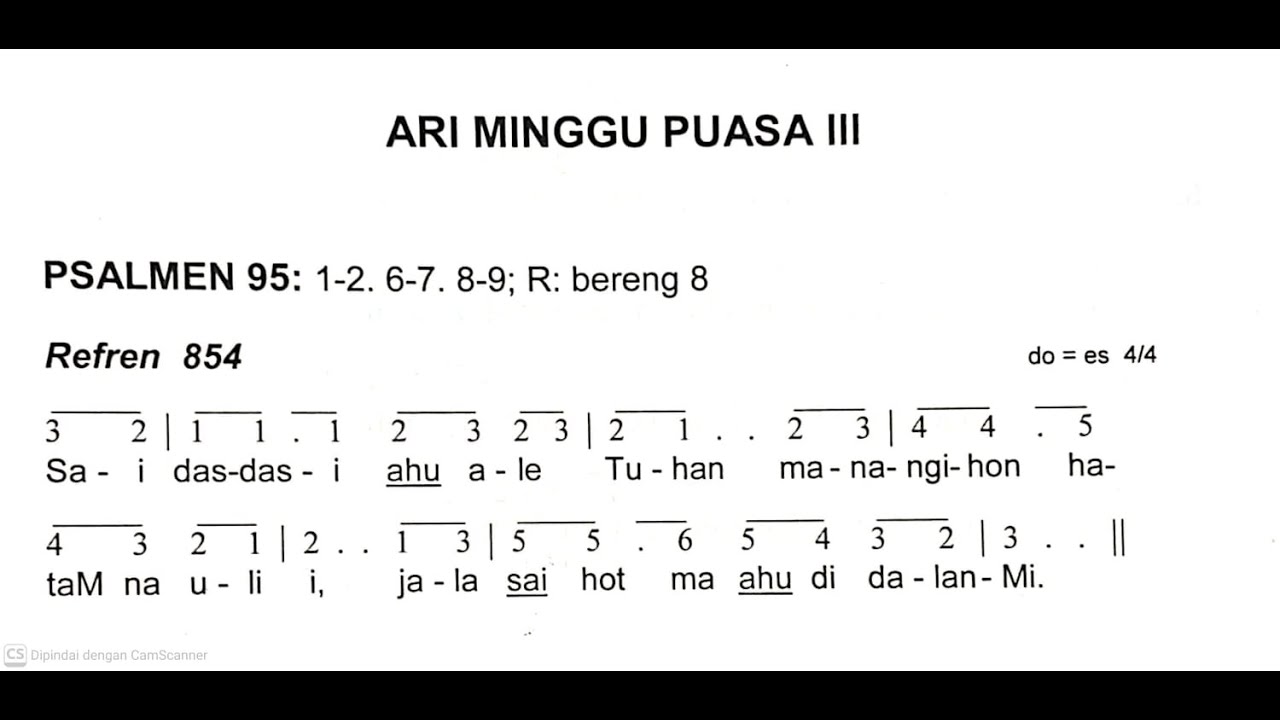 [Batak Toba] Minggu, 8 Maret 2026 - ARI MINGGU PUASA III (Patoluhon) - Psalmen Hatopan - Taon A