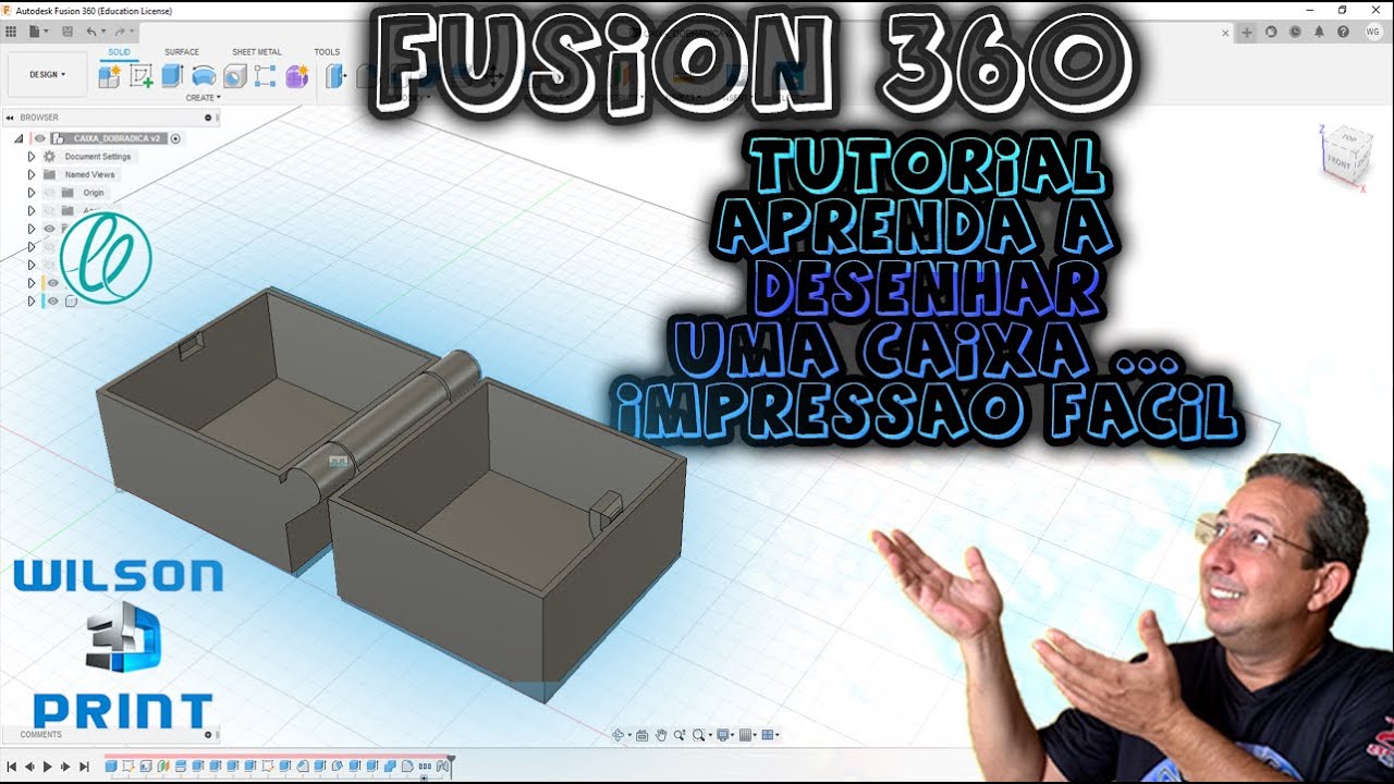 TUTORIAL - APRENDA A DESENHAR UMA CAIXA COM DOBRADIÇA - IMPRESSÃO FÁCIL