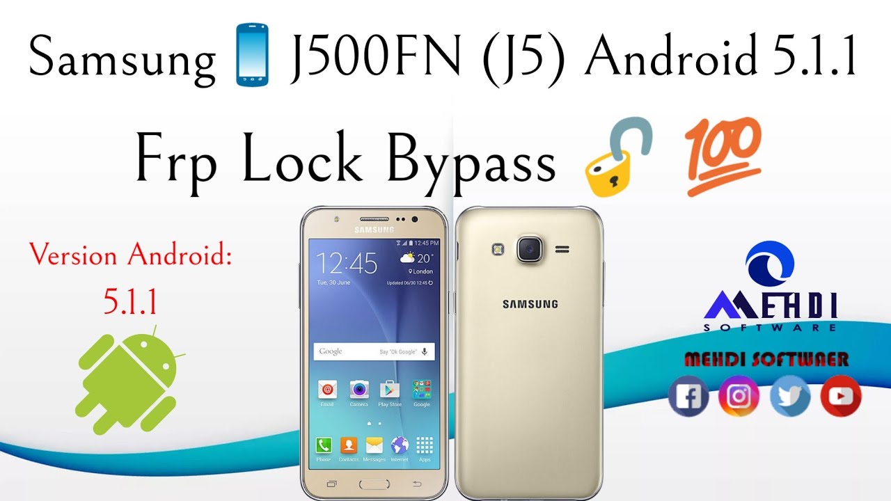 Samsung📱J500FN (J5) Android: 5.1.1 Frp Lock Bypass🔓💯طريقة حدف حساب جوجل بعد الفورمات