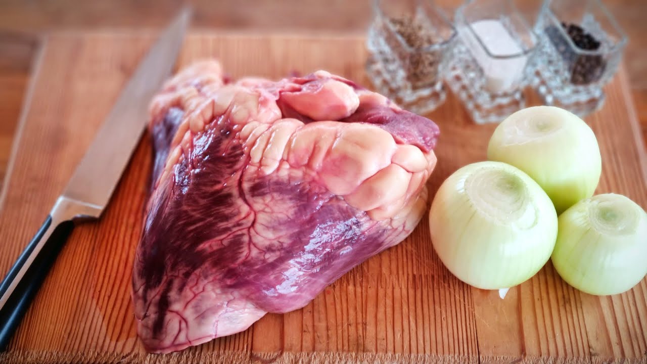 Говяжье сердце в казане на костре. Beef heart recipe