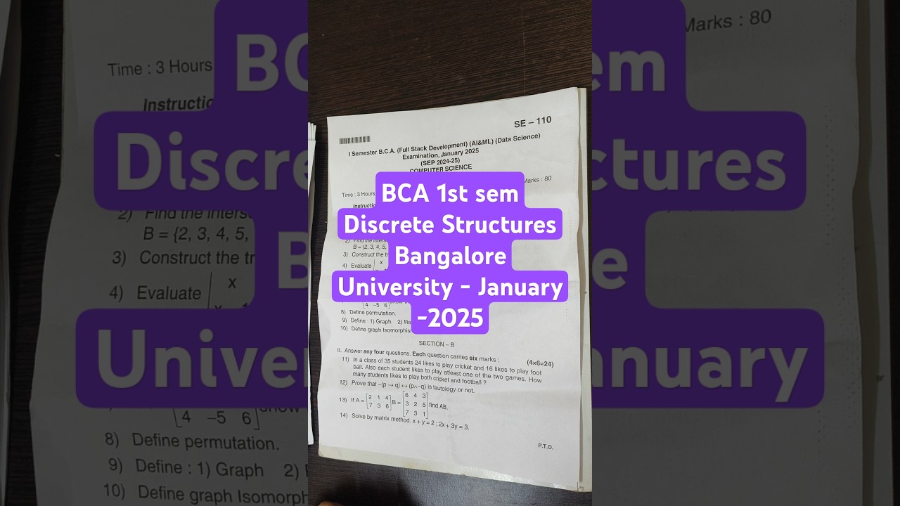 BCA 1st sem Discrete Structures Bangalore University - January -2025