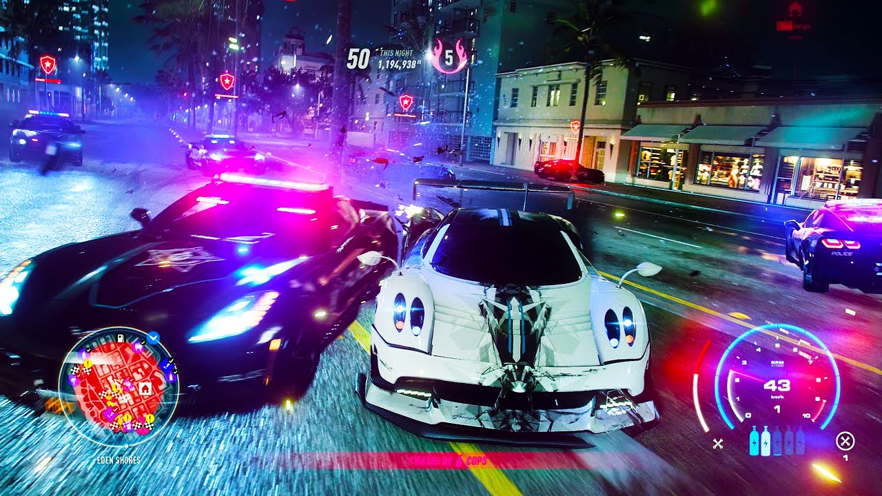 10 MINUTES HARDCORE ON PAGANI HUAYRA | NFS HEAT | 5 HEAT COP CHASE ON PAGANI HUAYRA | 4K 60FPS