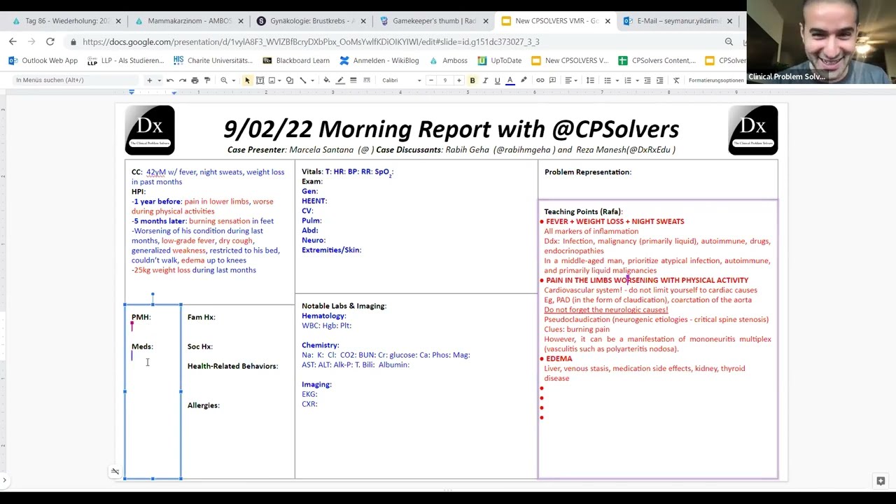 September 2, 2022 VMR - fever, night sweats, weight loss