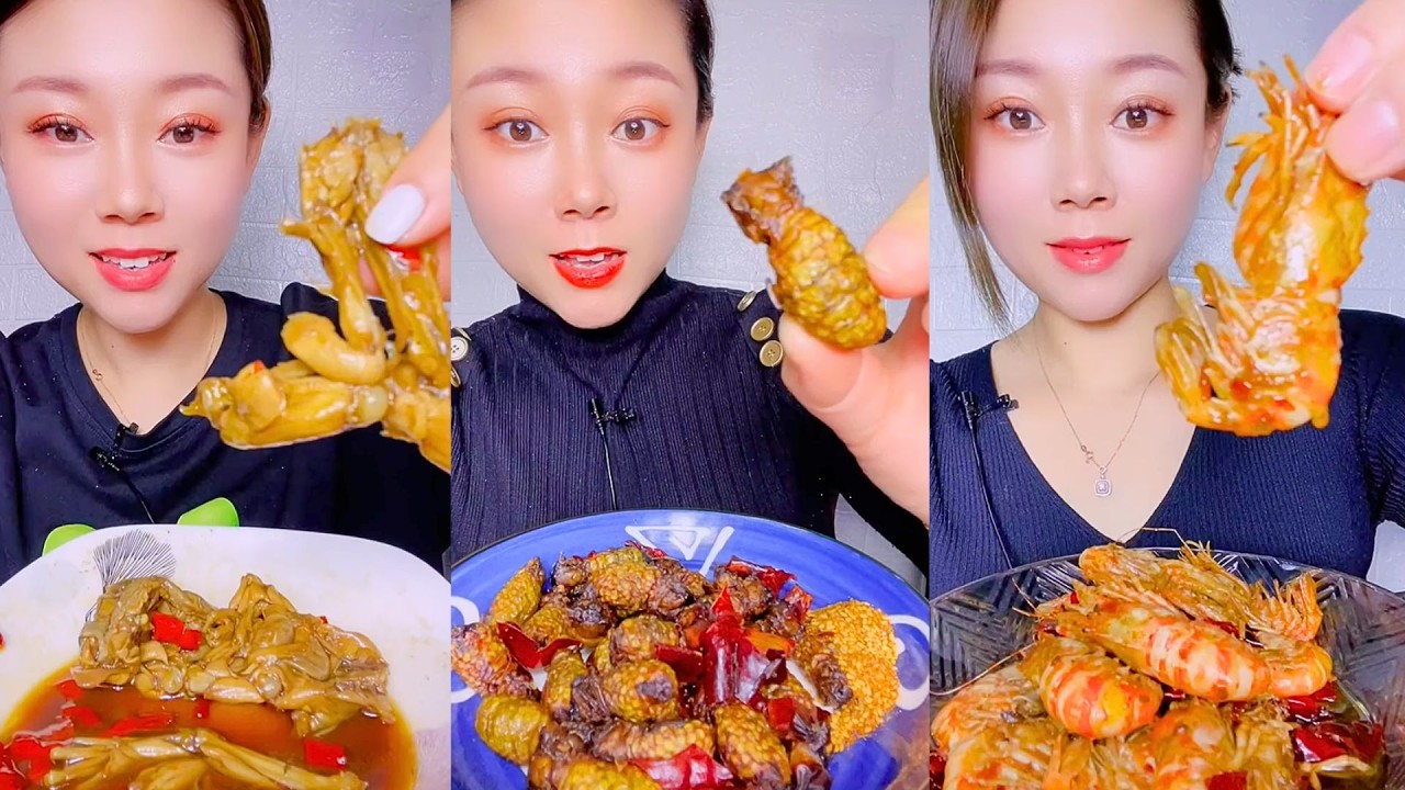Spicy Mukbang Feast: Braised Frog, Crispy Insects & Giant Prawns