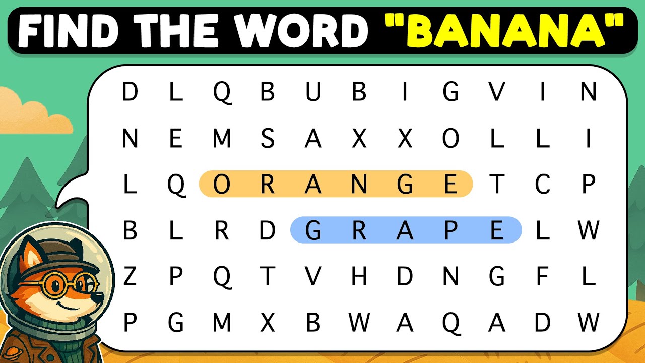 🦊🔍 Find “BANANA” in This Impossible Puzzle 🔎🦊 | Word Search Puzzle