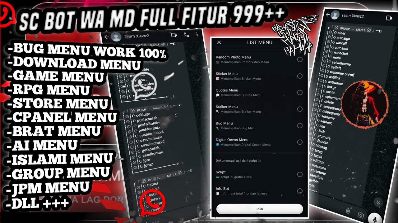 SC BOT WA MD | FITUR 999++ NO EROR | BUG MENU.PUSH KONTAK,GROUP MENU DLL | PAIRING CODE