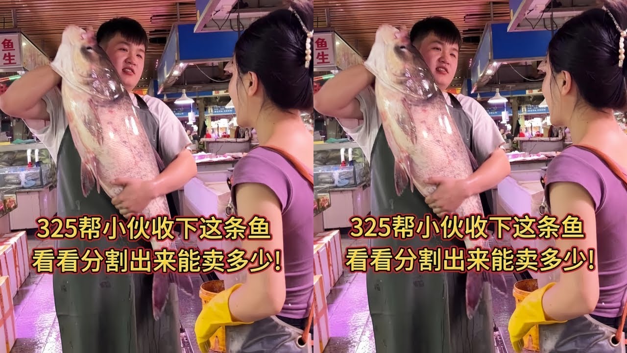 325帮小伙收下这条鱼，看看分割出来能卖多少钱？