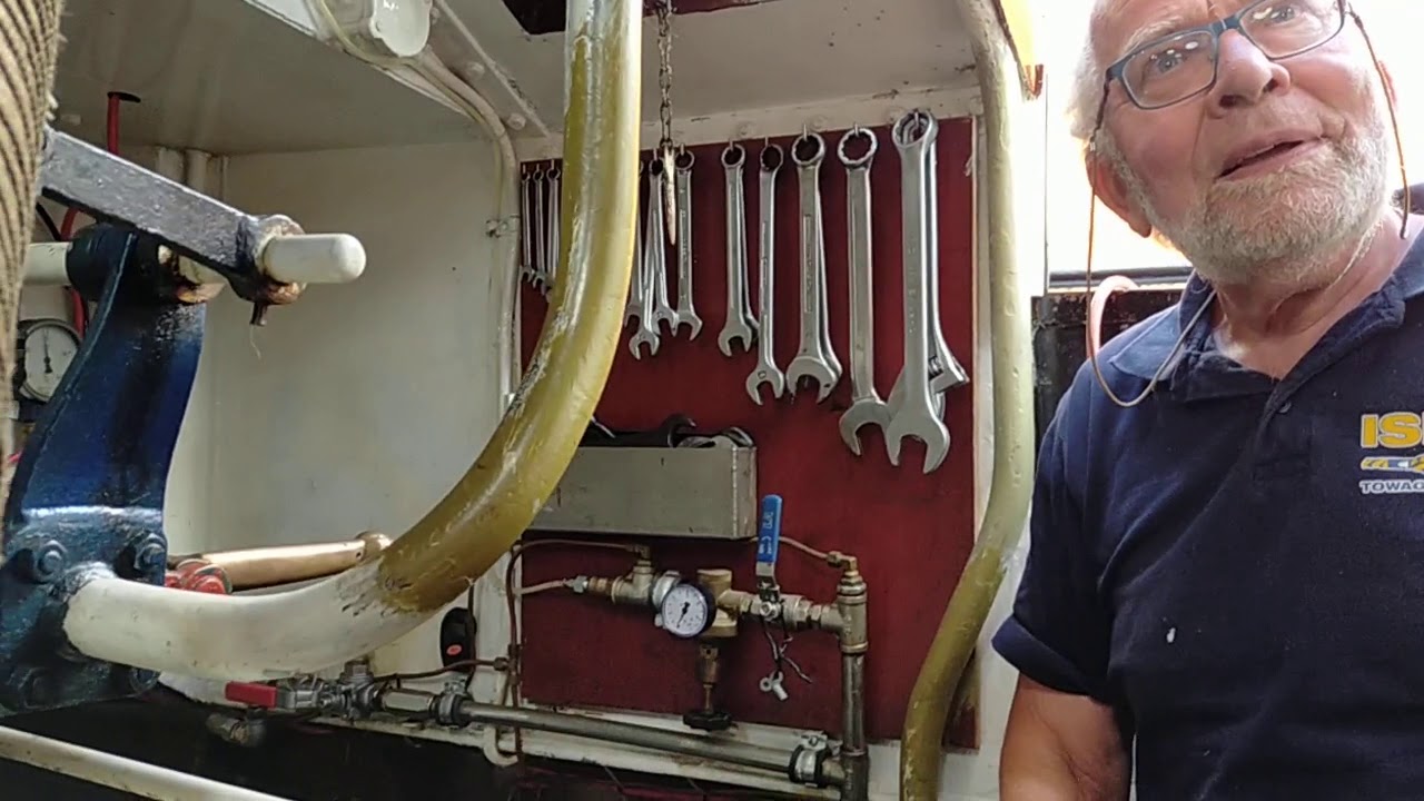 Old tug boat beautiful diesel engine