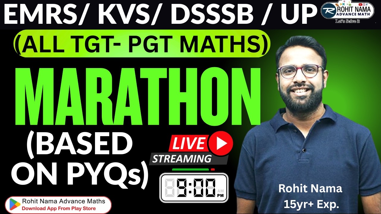 EMRS KVS TGT PGT Maths Marathon | All Important Questions Revision | Live Class | Rohit Nama #kvs