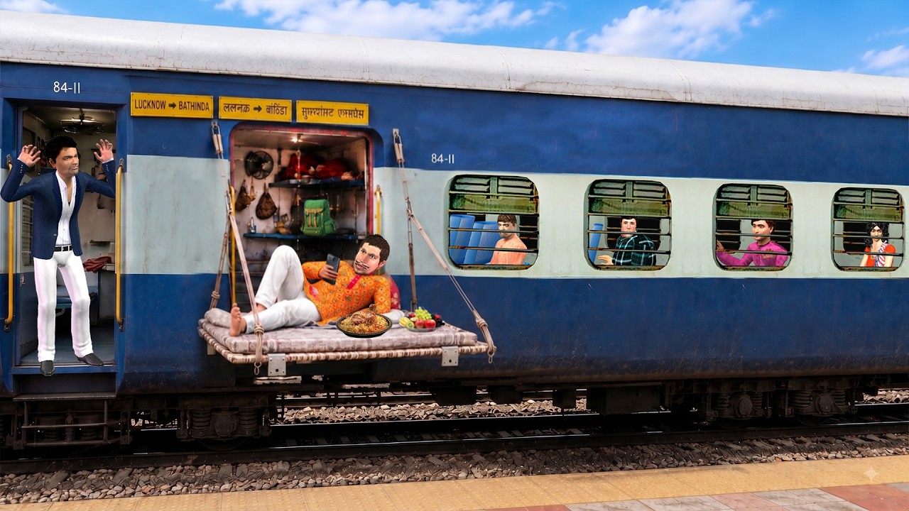 Train Toilet बना Bedroom | Window पर Hanging Foldable Bed | Comedy Hindi Kahaniya