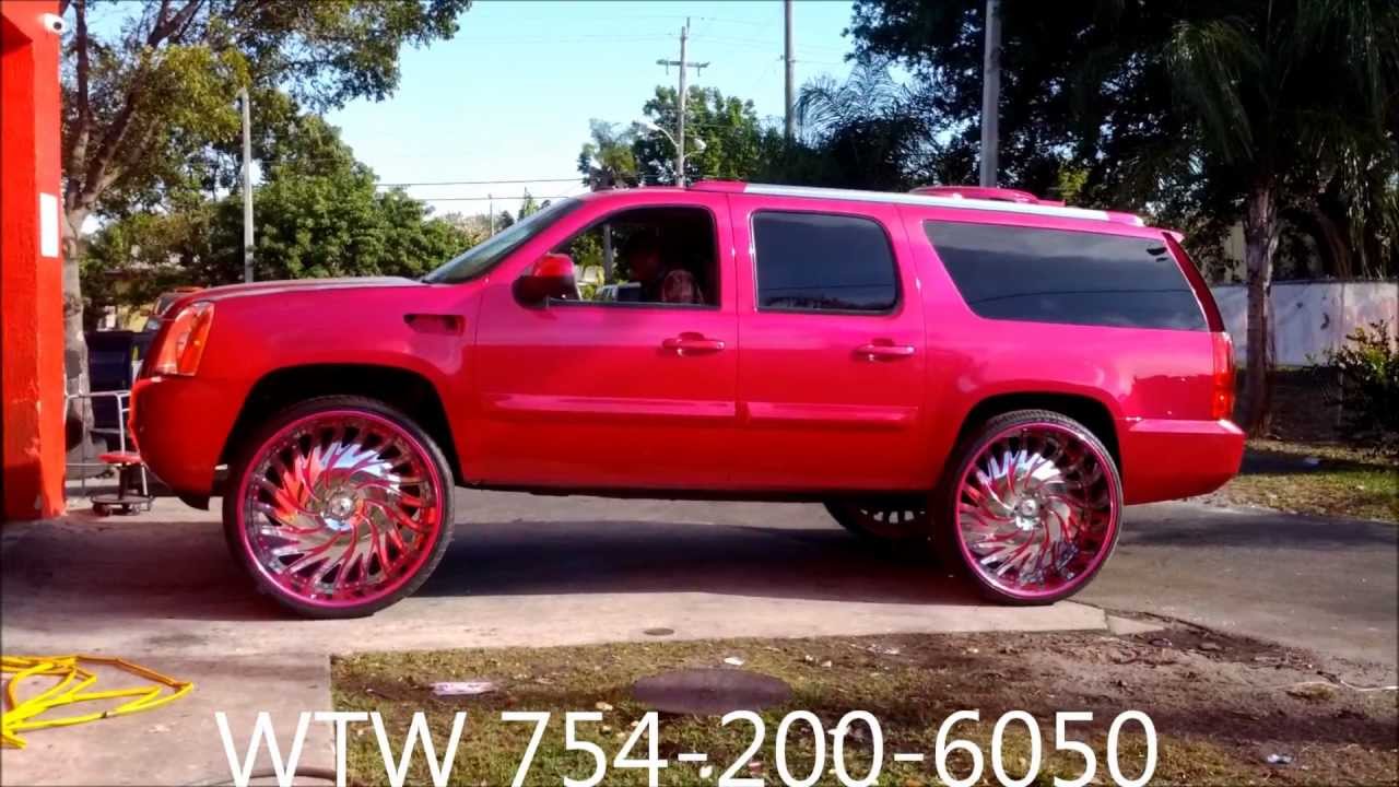 AceWhips.NET- WTW Customs- Dice's Candy Magenta Pink GMC YUKON XL on 32