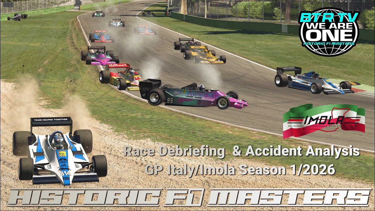 Race Debriefing & Accident Analysis Historic F1 Masters 1/2026 GP Italy/Imola