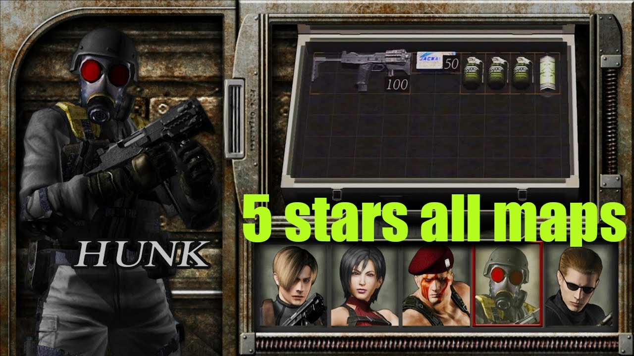 Resident Evil 4 The Mercenaries Hunk 5 stars all maps